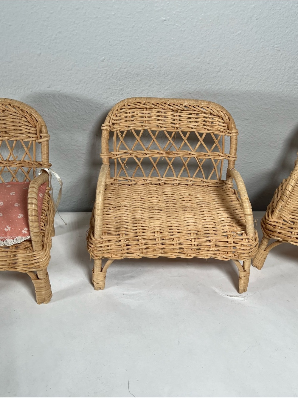Vintage wicker doll furniture lot of 3